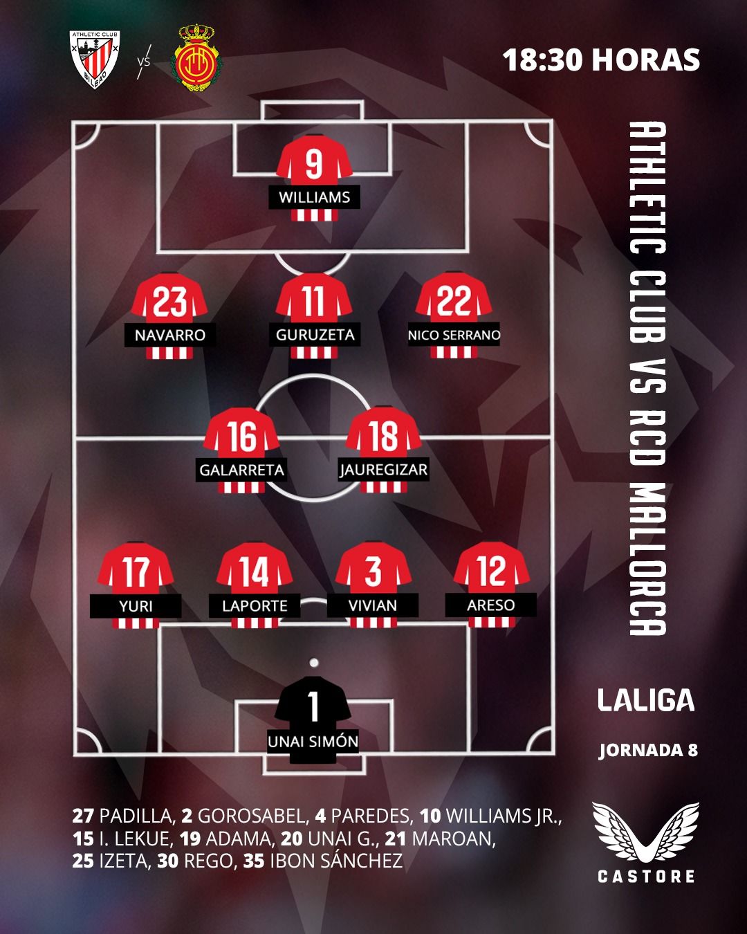 Once del Athletic ante el Mallorca