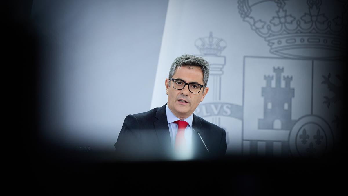 El ministro Félix Bolaños, en un momento de la rueda de prensa en la que anunción el nuevo proyecto de ley.