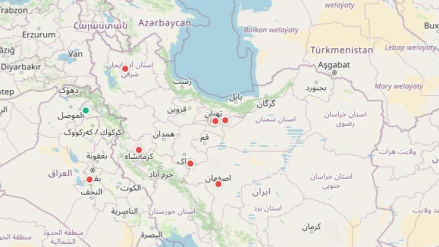 Mapa de los principales ataques de Israel y EE.UU. contra Irán