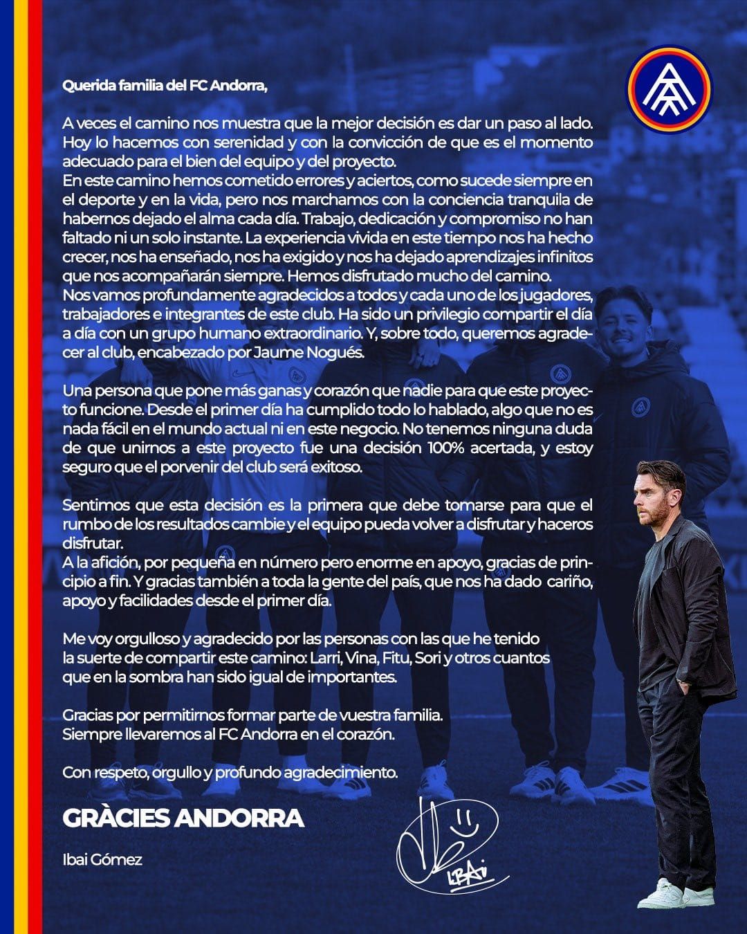 Mensaje de despedida de Ibai Gómez