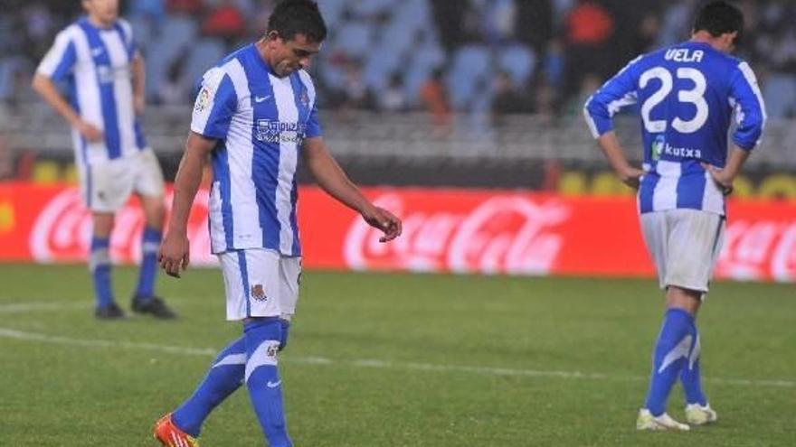El jugador de la Real Sociedad, Diego Ifrán, durante el partido ante el Atlético de Madrid jugado el pasado sábado, 21 de enero en Anoeta.