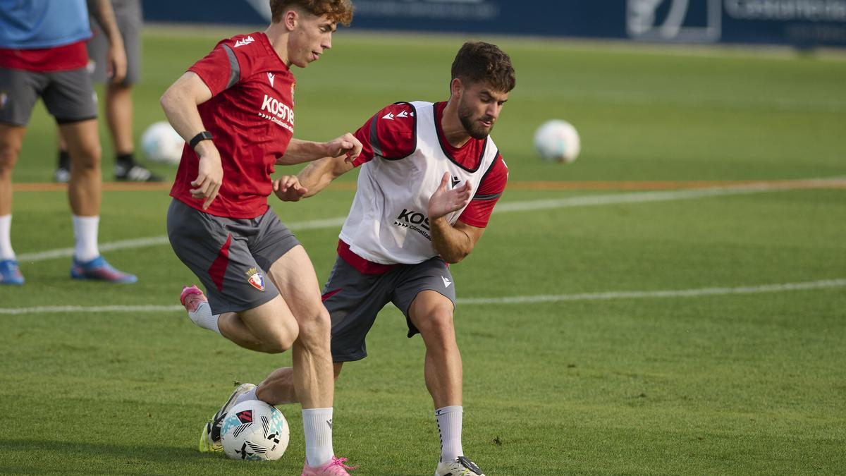 Víctor Muñoz, en el entrenamiento de este martes.