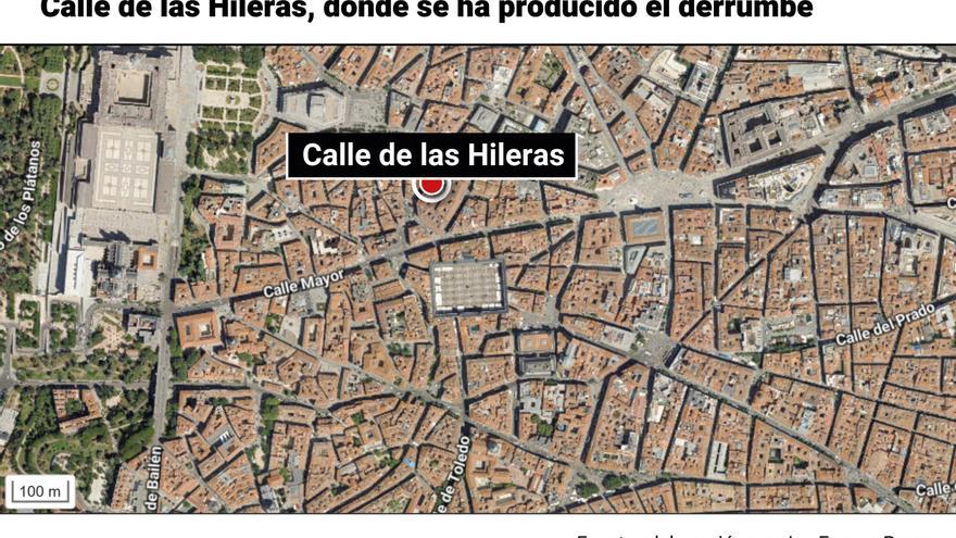 Al menos 5 desaparecidos por el derrumbe de un edificio en el centro de Madrid