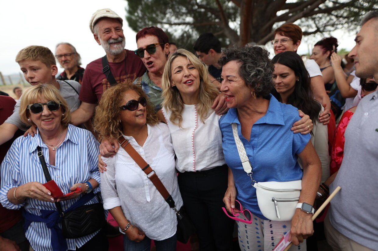 Yolanda Díaz y Ione Belarra comparten campaña de Sumar en Pamplona