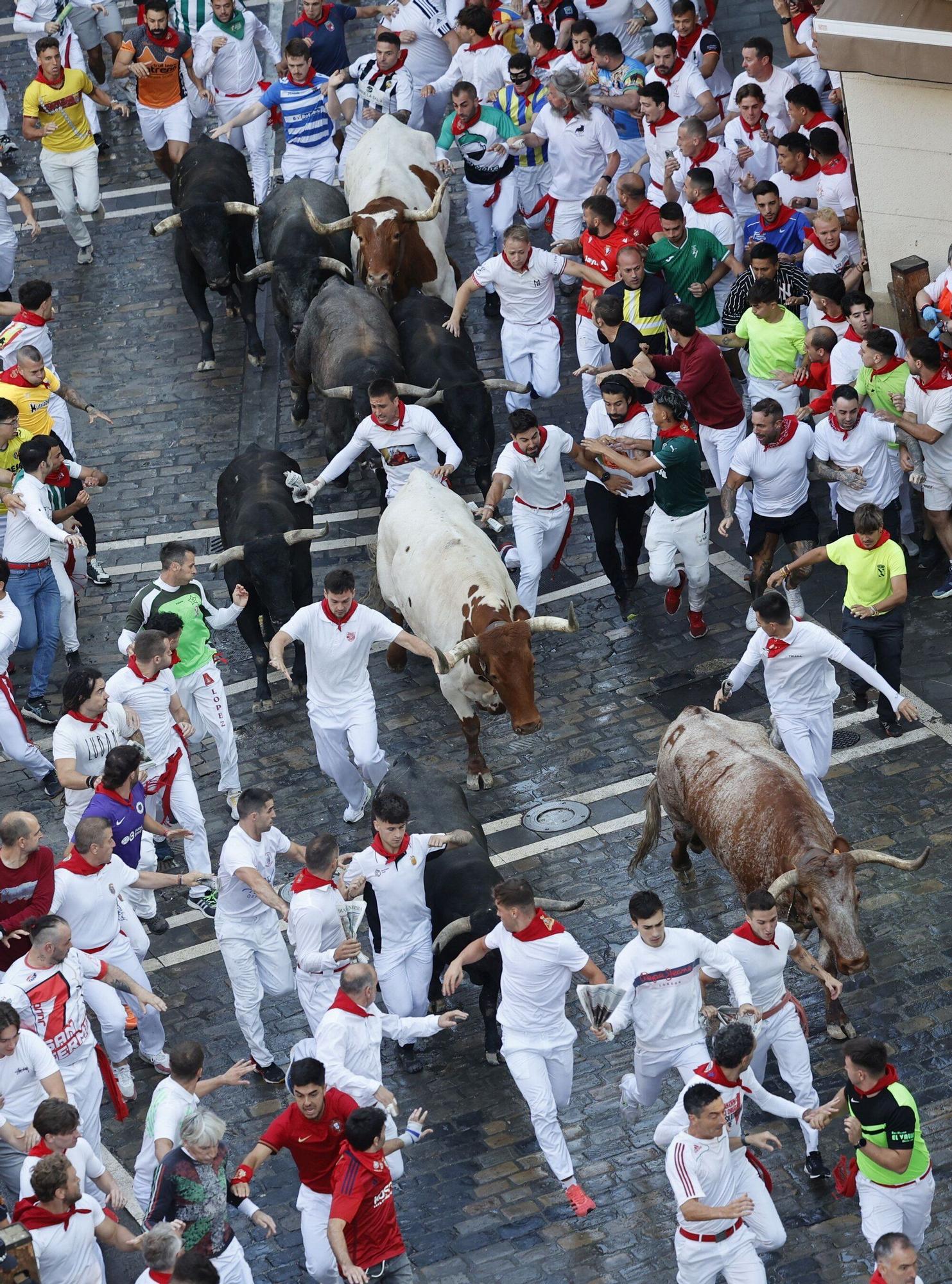 Fotos del octavo encierro de San Fermín con toros de Miura