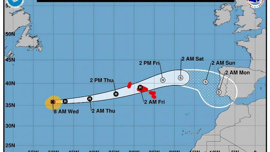 El huracán &#039;Gabrielle&#039; se acerca a la Península: llegará convertido en borrasca con viento, lluvia y olas de 6 metros