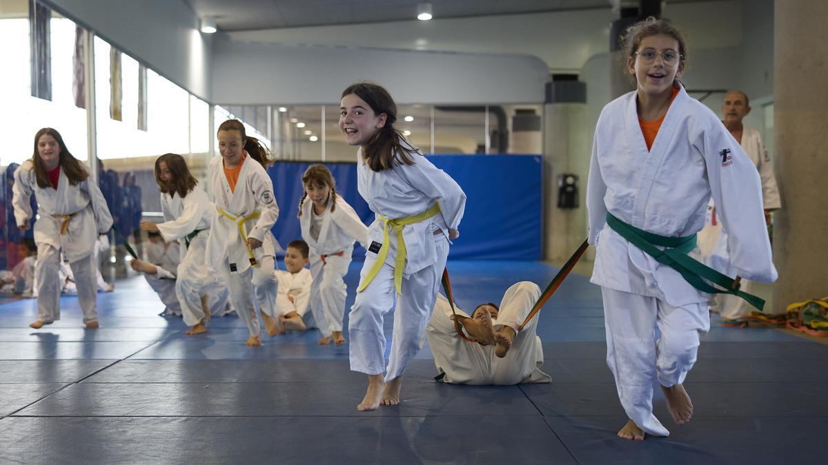 Jóvenes judokas, en Tafalla.