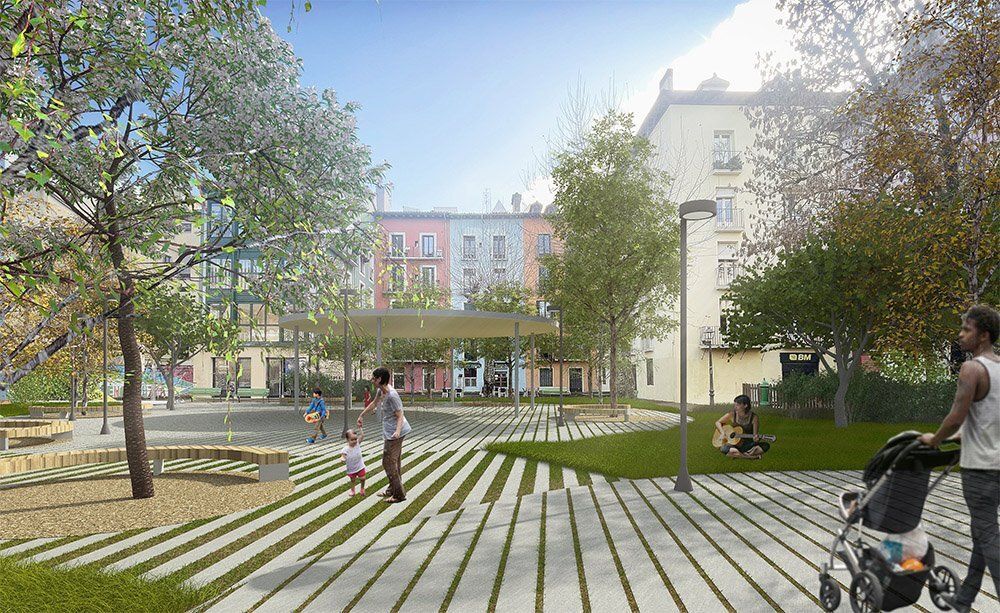 Imagen del proyecto ganador &#039;Basoa&#039; para el rediseño de la plaza de Santa Ana.