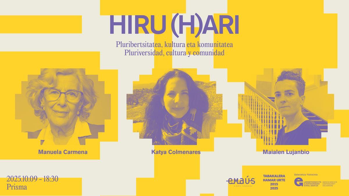 Imagen del encuentro entre Manuela Carmena, Katya Colmenares y Maialen Lujanbio.