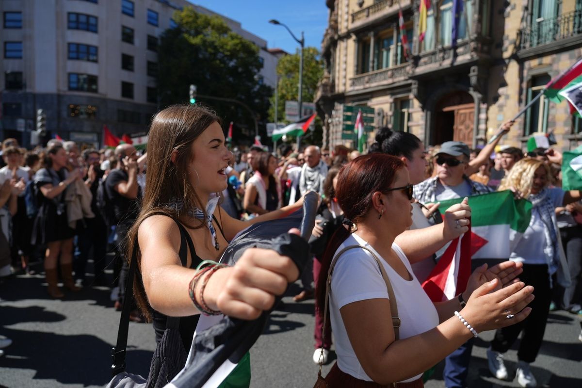 Manifestación en Bilbao en apoyo al pueblo palestino y a la flotilla