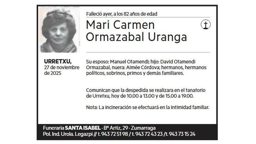 Mª CARMEN ORMAZABAL URANGA