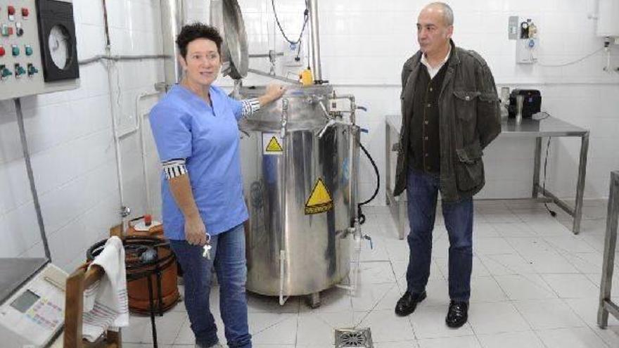 Garitano, ayer, en la tienda de las mujeres baserritarras de Errezil.