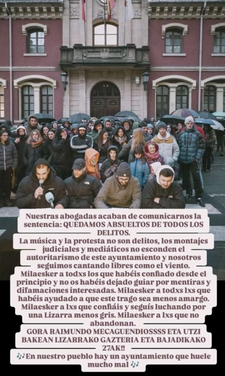Mensaje de Raimundo el Canastero en sus redes sociales tras conocer la sentencia absolutoria.