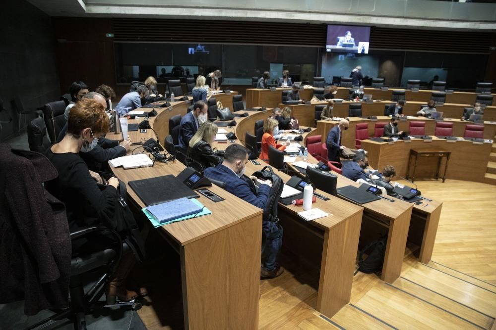 Imágenes del pleno del Parlamento de Navarra este jueves