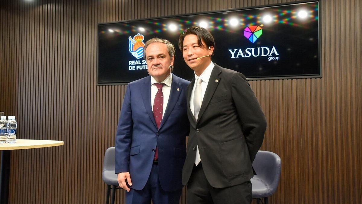 Presentacion del acuerdo de patrocinio entre la Real Sociedad y Yasuda en Anoeta.
