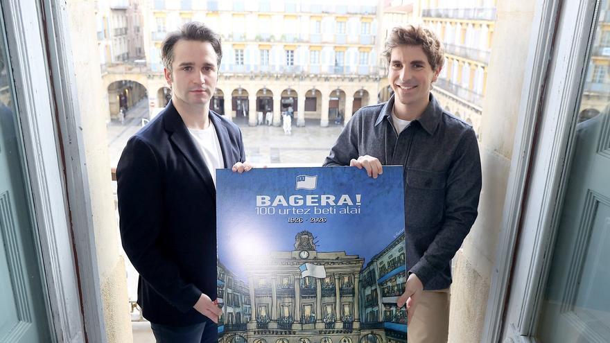 Donostia celebra los 100 años de la izada en la plaza de La Constitución de forma muy especial