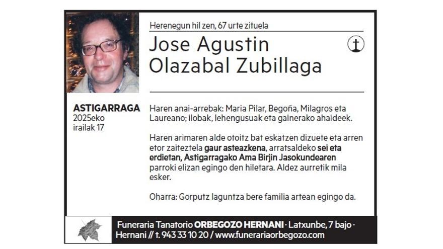 JOSE AGUSTIN OLAZABAL ZUBILLAGA