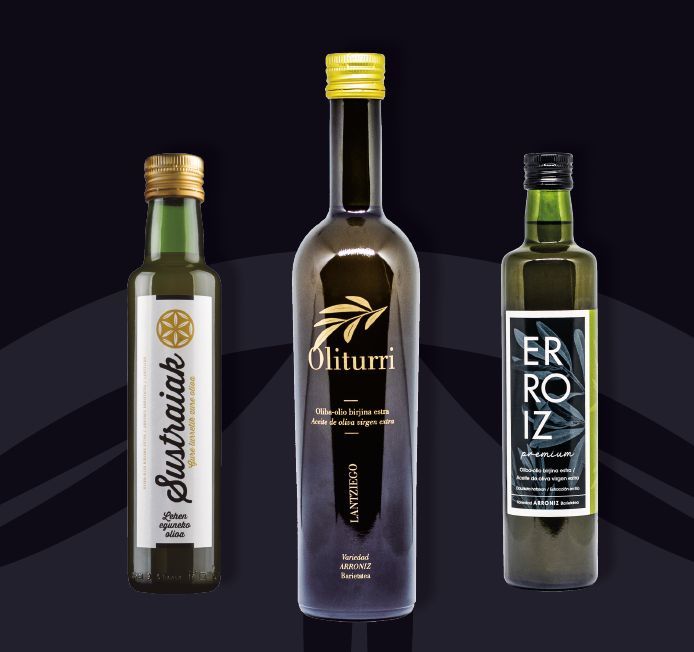 Las tres referencias de aceite del trujal.