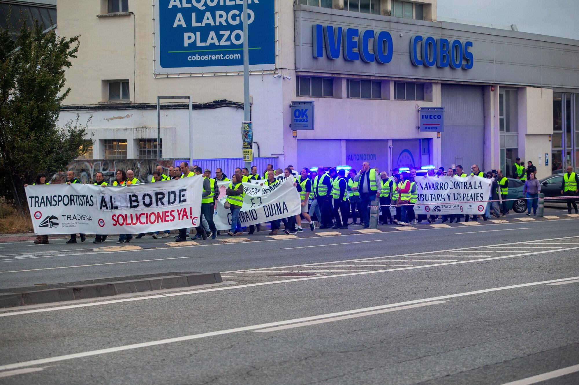 Protesta de los transportistas navarros en Cordovilla