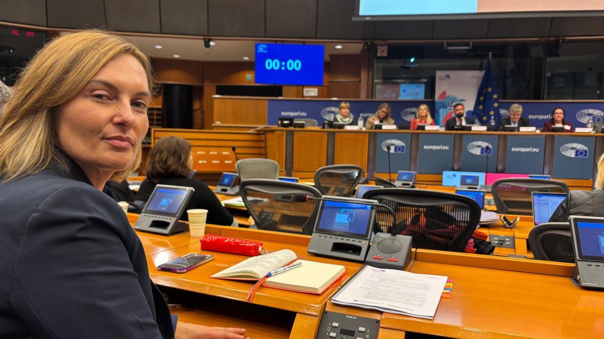 La diputada Amaia Antxustegi en la presentación del marco europeo sobre la Calidad de los Servicios Sociales en Bruselas.