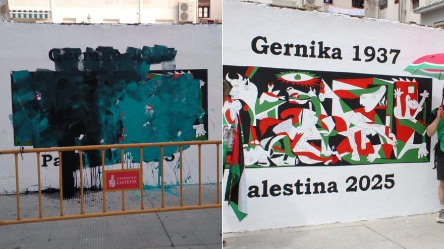 Vandalizan en Castejón el mural solidario con Palestina inspirado en el Gernika de Picasso
