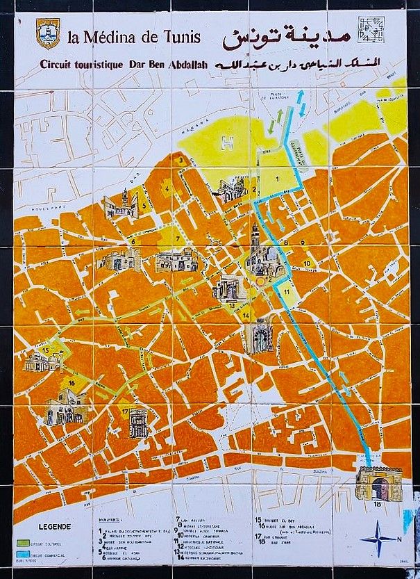 Plano de la Medina de Túnez.