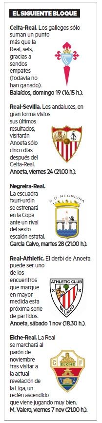 Calendario próximo de la Real.