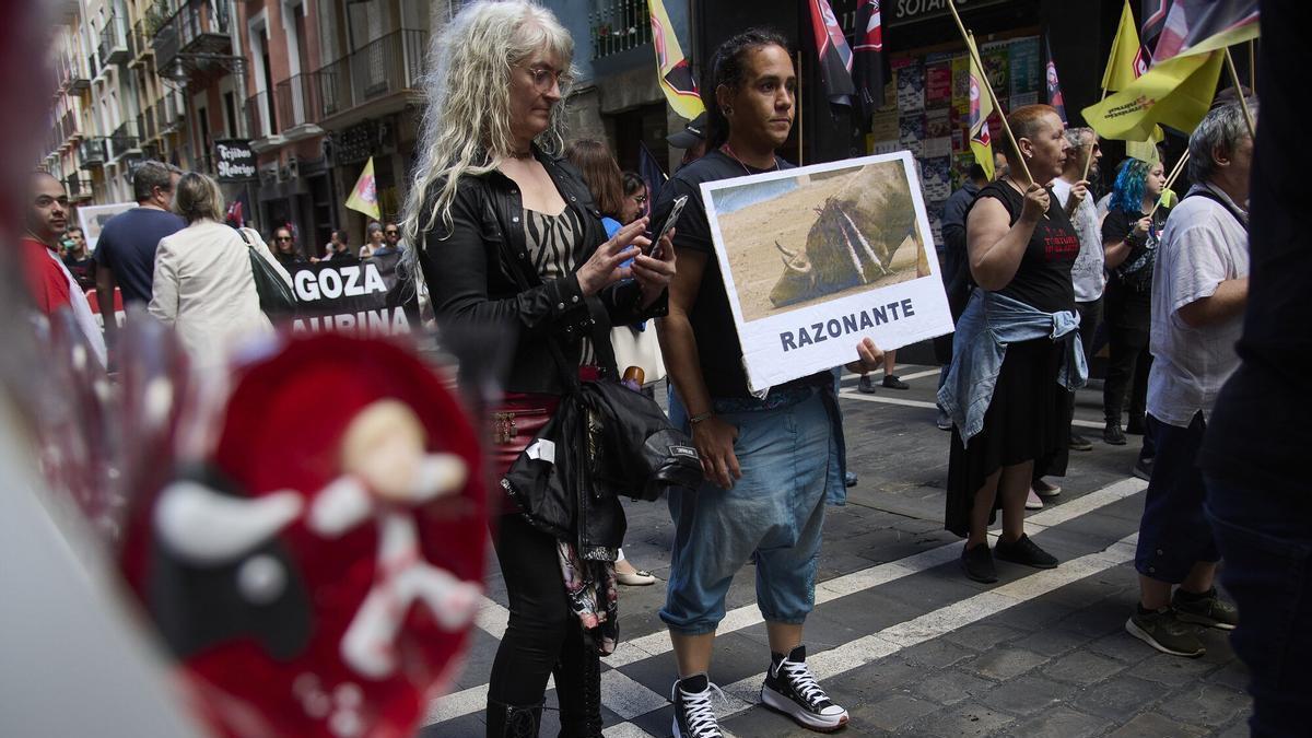 Protesta contra la tauromaquia en Pamplona.