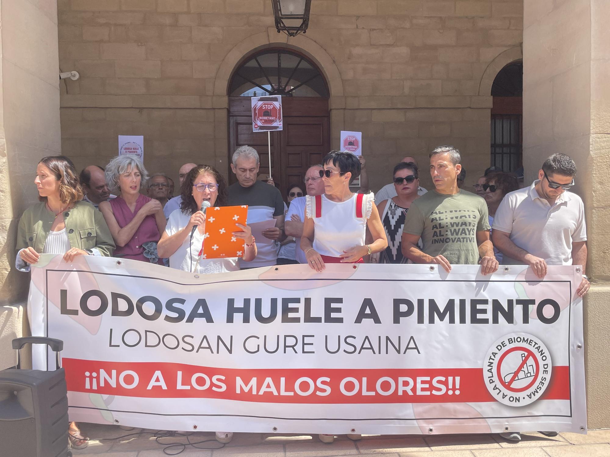 Lectura del manifiesto por parte de los portavoces políticos de Lodosa