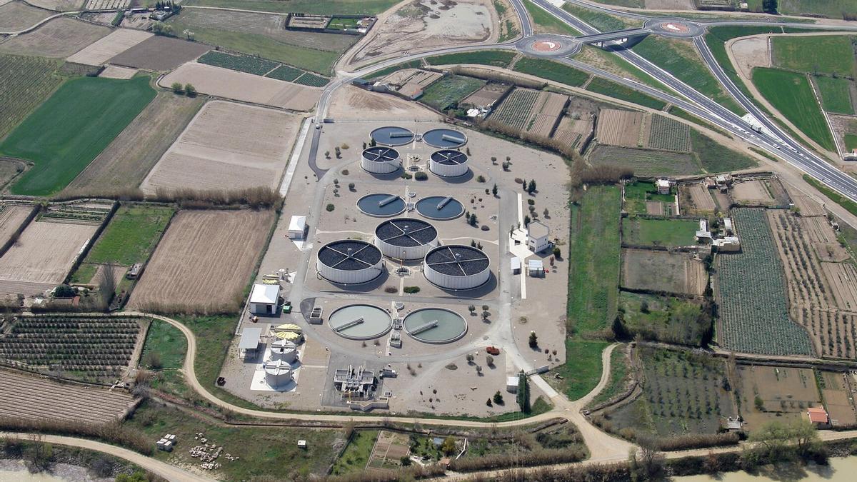 Vista aérea de las instalaciones actuales de la EDAR de Tudela.