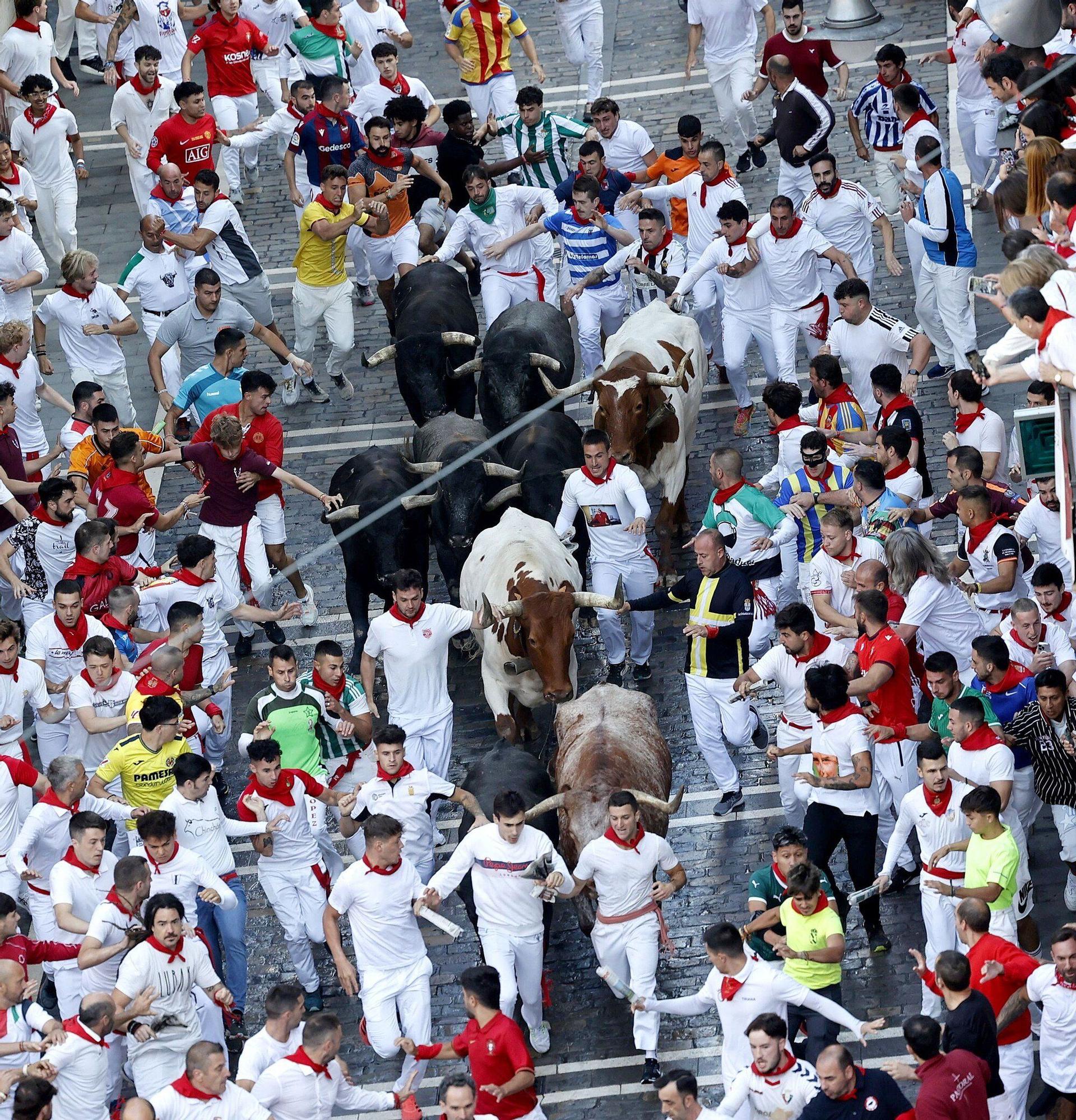 Fotos del octavo encierro de San Fermín con toros de Miura