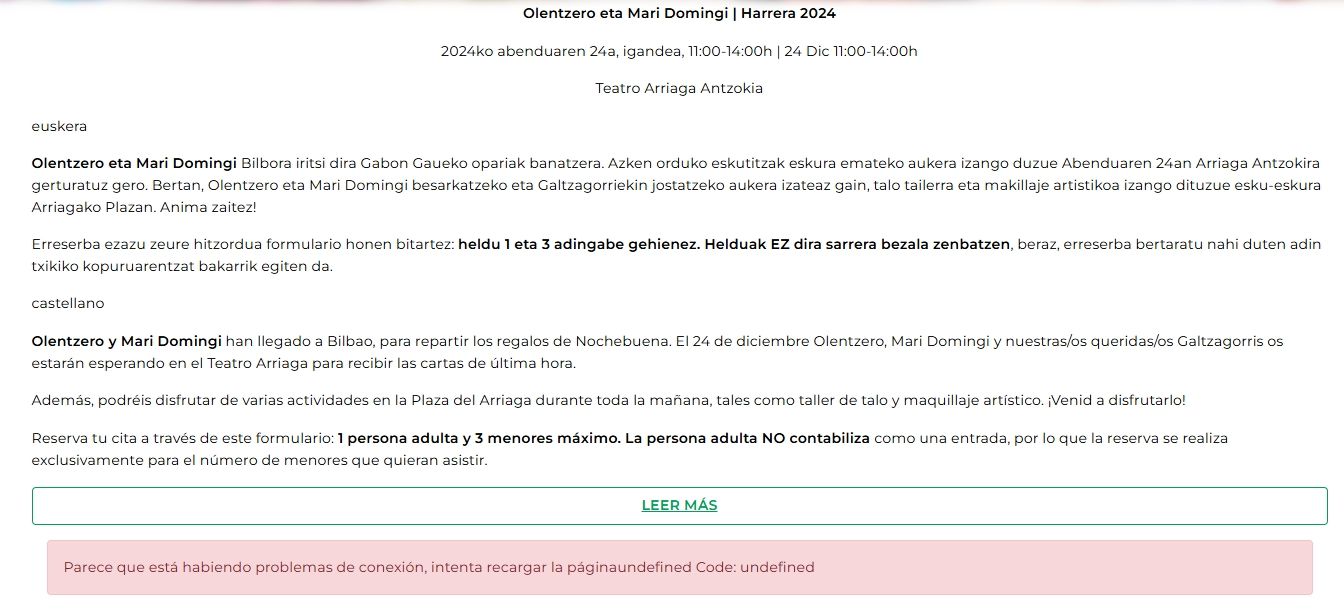 Mensaje en la web