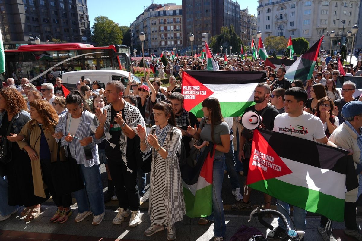 Manifestación en Bilbao en apoyo al pueblo palestino y a la flotilla