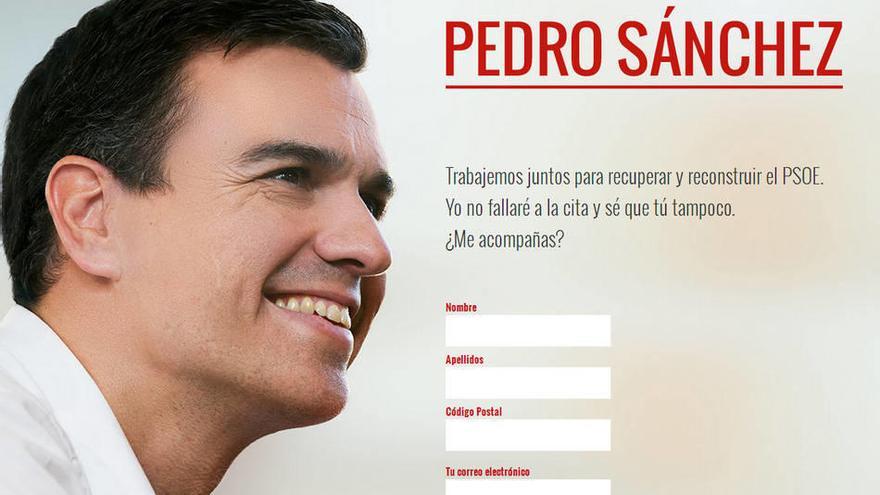 Sánchez crea una web para captar el apoyo de sus simpatizantes.