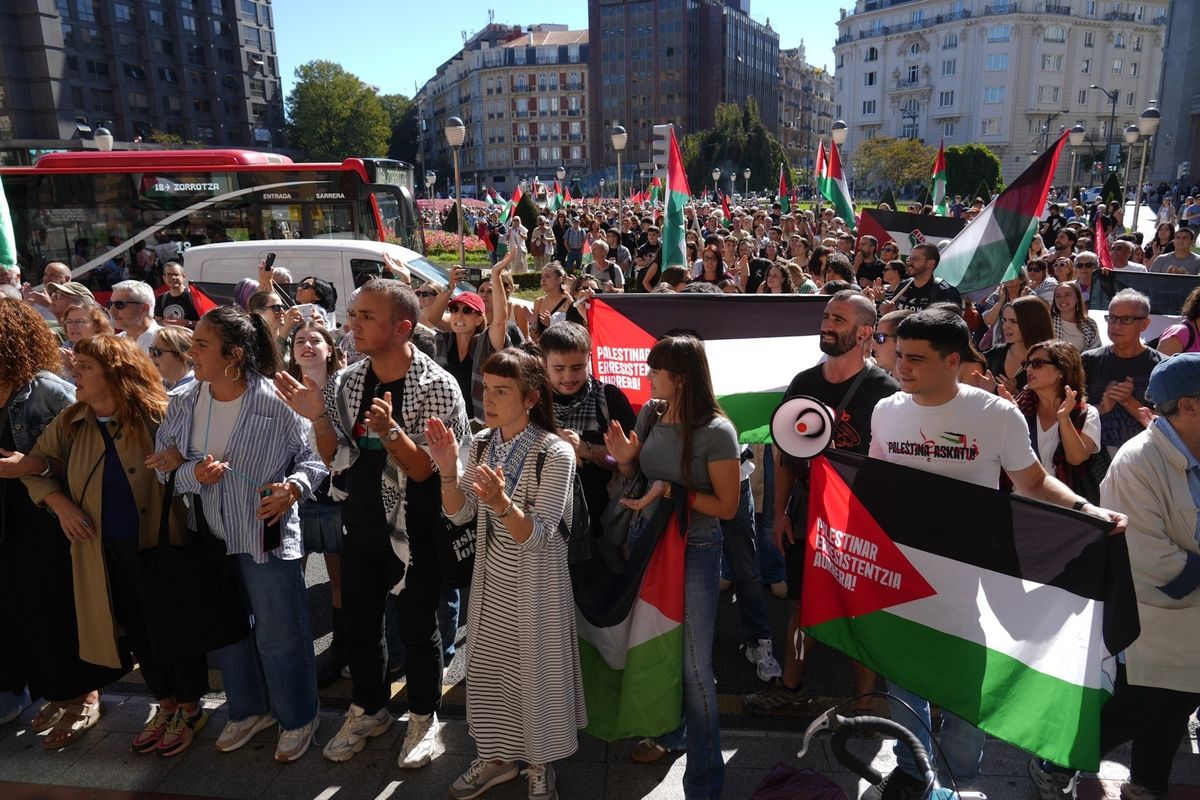 Manifestación en Bilbao en apoyo al pueblo palestino y a la flotilla