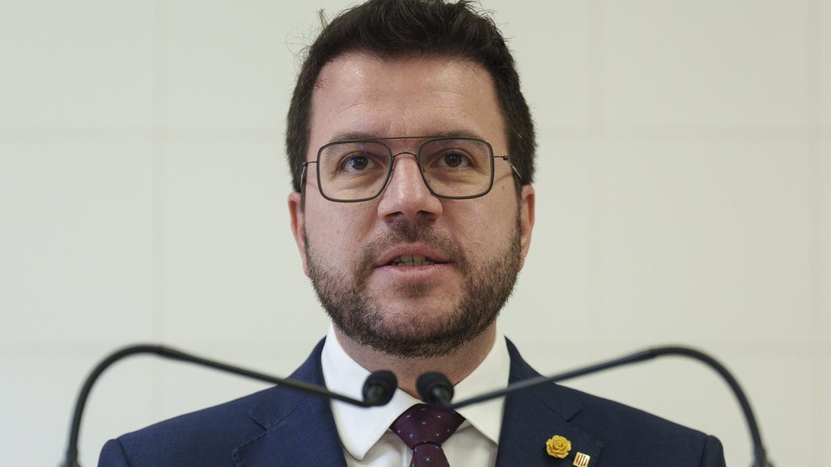 Pere Aragonès, durante una comparecencia.