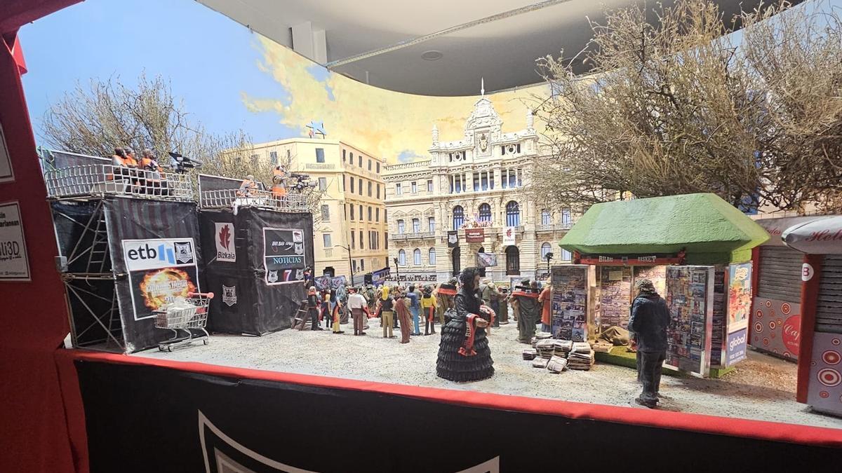 Original belén con el recibimiento en el Palacio Foral a los jugadores del Surne Bilbao Basket.