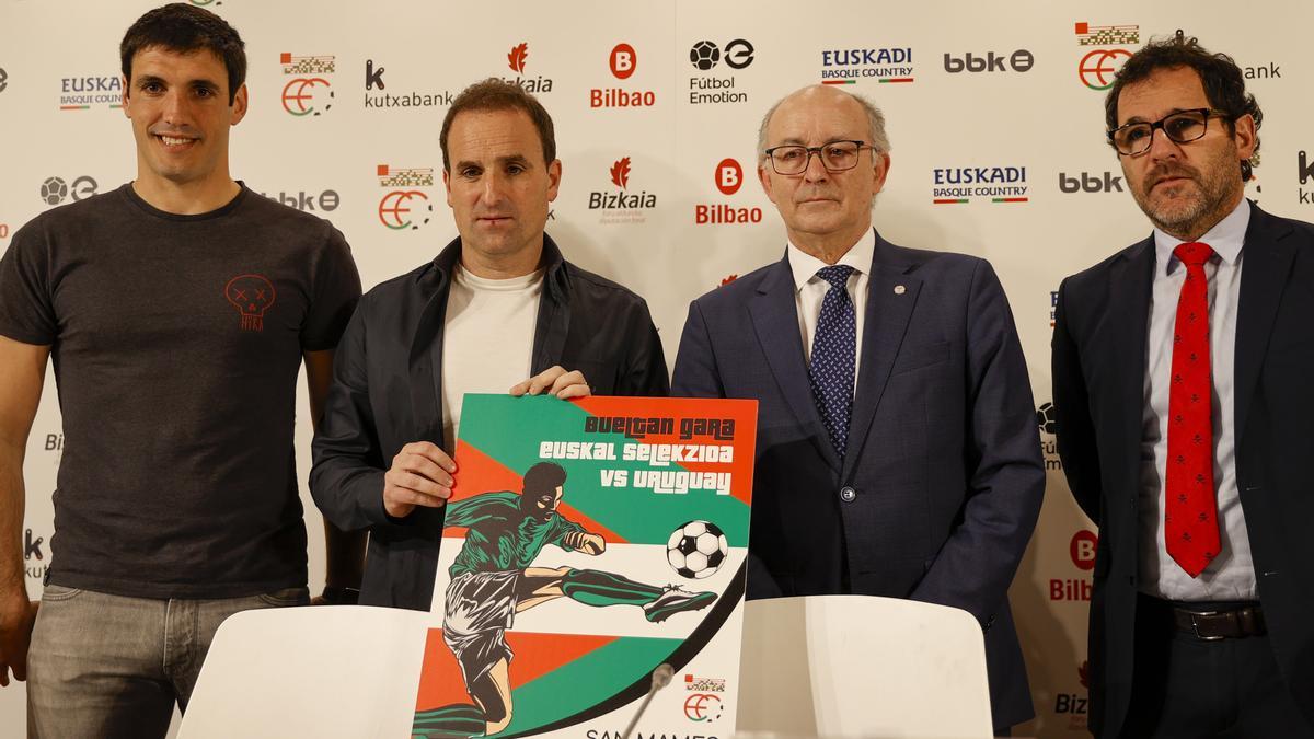 Jagoba Arrasate, en la rueda de prensa donde anunció la lista de jugadores que se enfrentó a Uruguay.
