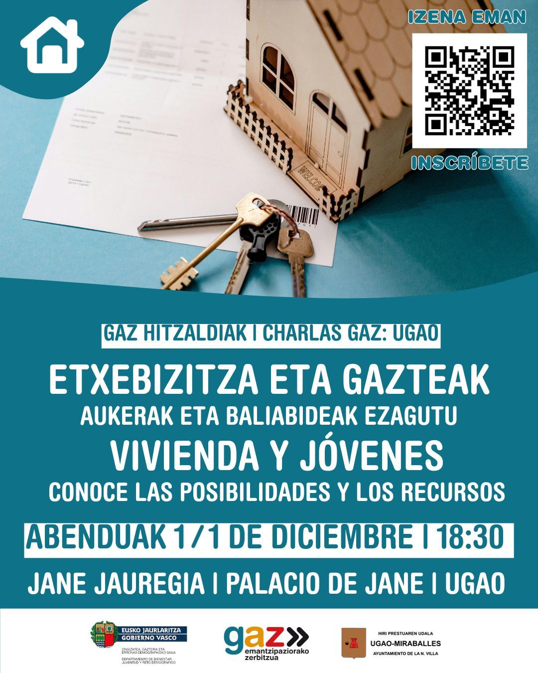 Cartel informativo de la charla para jóvenes sobre vivienda