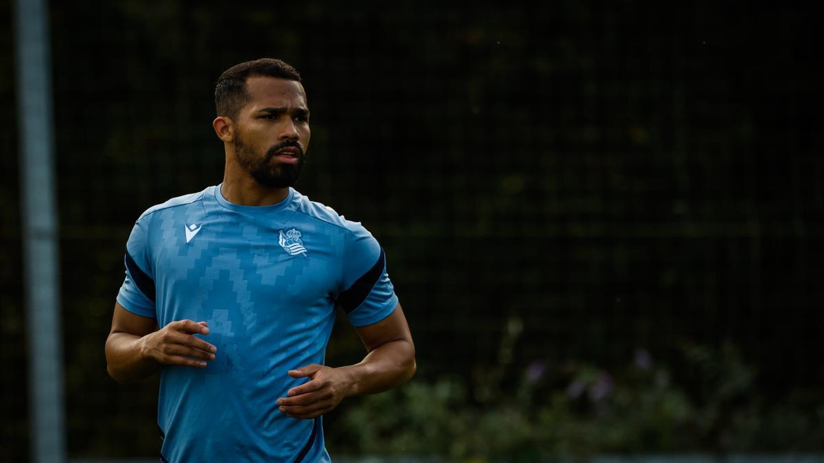 Yangel Herrera, durante un entrenamiento en Zubieta.