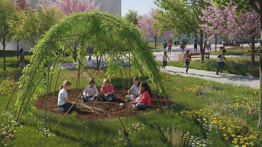 Pamplona ampliará su red de patios renaturalizados con las obras en los colegios de San Francisco y Rochapea