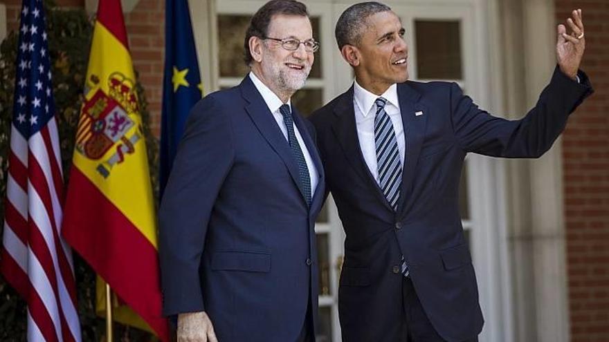 El presidente Mariano Rajoy y su homólogo estadounidense, Barack Obama, en la reunión celebrada ayer.