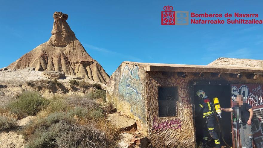 Incendio en una caseta de piedra junto a Castildet