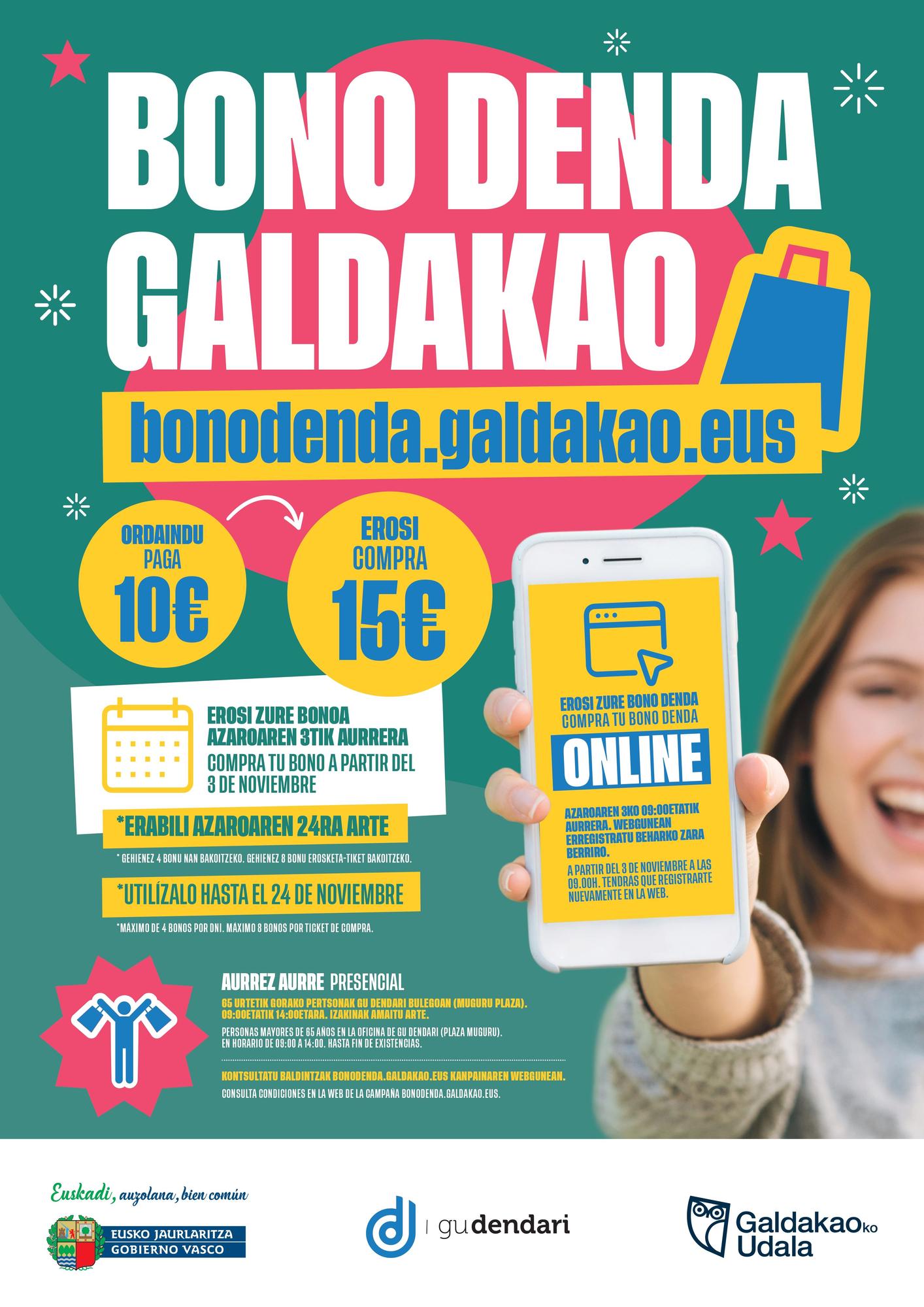 Cartel de la nueva campaña de Bono Denda en Galdakao