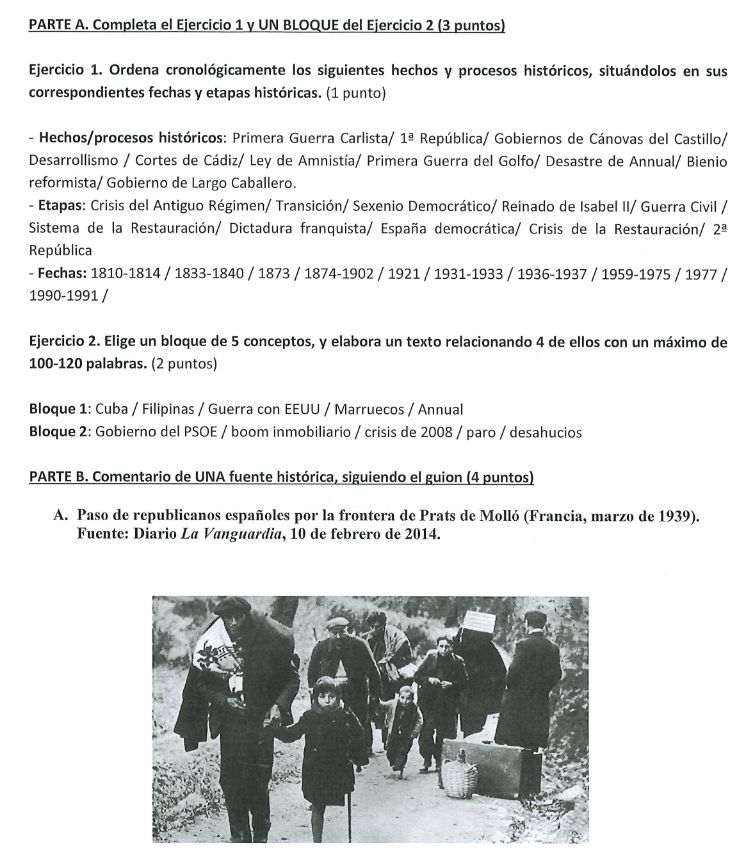 Examen de Historia de España.
