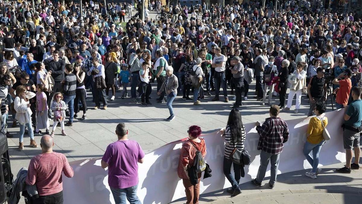 Manifestación convocada por Euskalgintzaren Kontseilua contra el decreto de méritos.