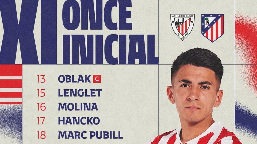 Once del Atlético ante el Athletic