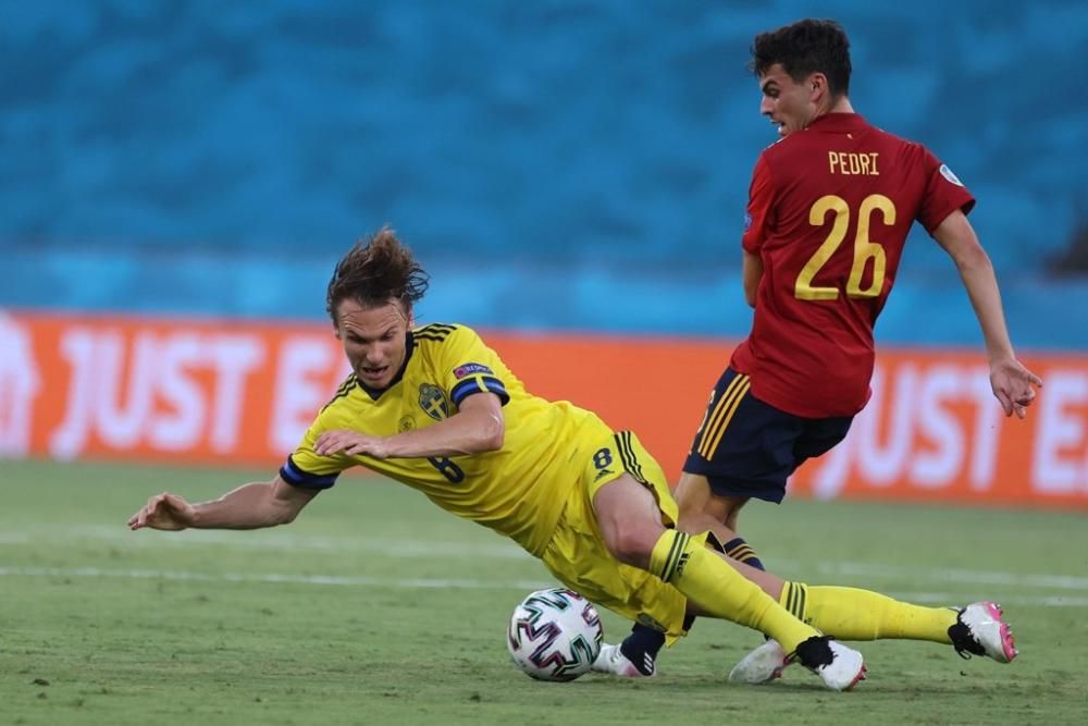 Imágenes del partido España-Suecia de la Eurocopa.