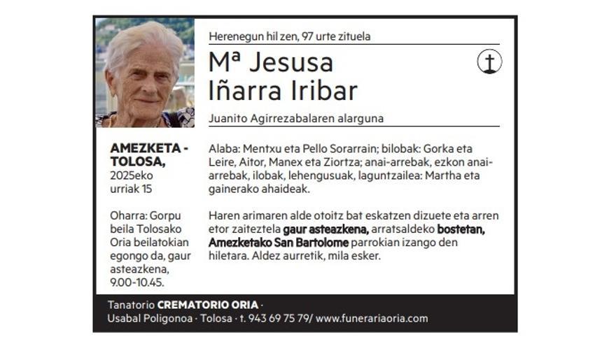 Mª Jesusa Iñarra Iribar