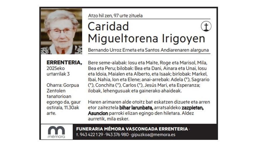 Caridad Migueltorena Irigoyen